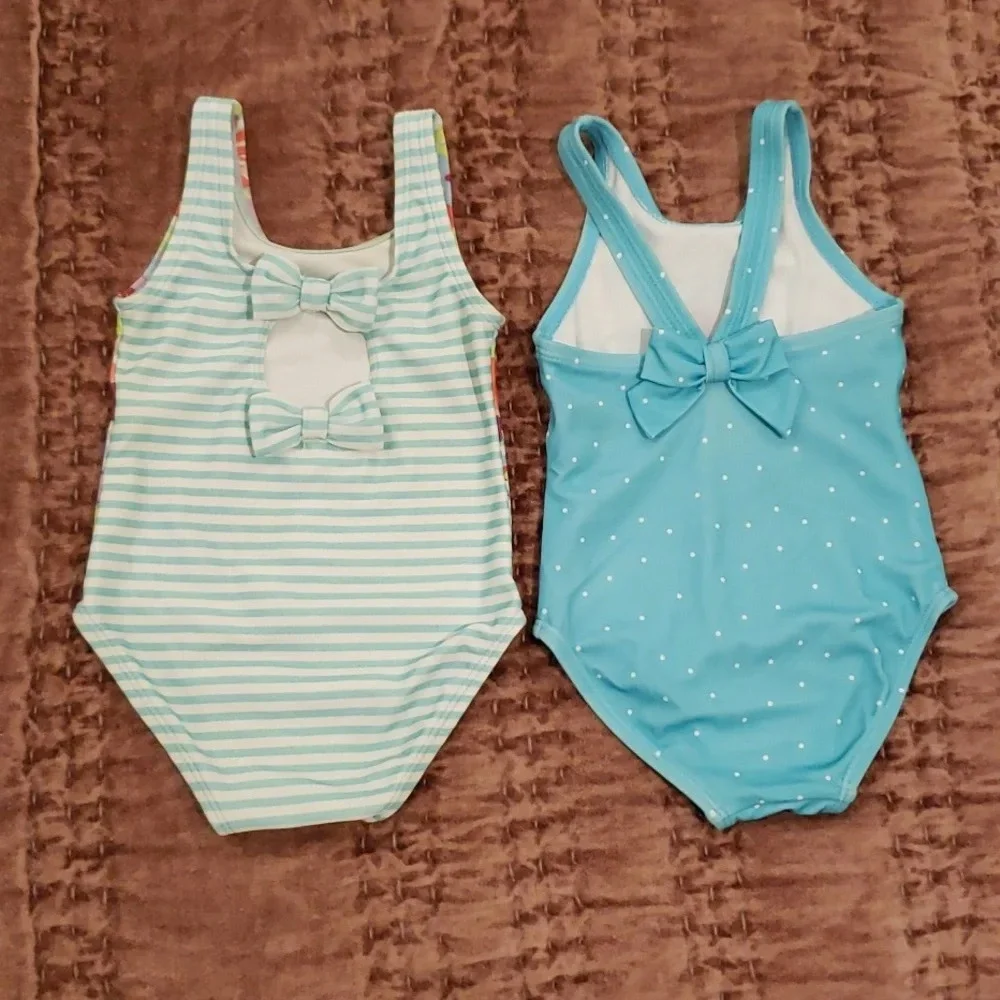 Gymboree Swim set - swimsuits, shorts, cover up Toddler Girl 12-18M bows flowers